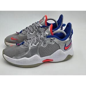 Nike PG 5 Silver Laser Crimson Basketball Shoes Mens Size 8 CW3143-005